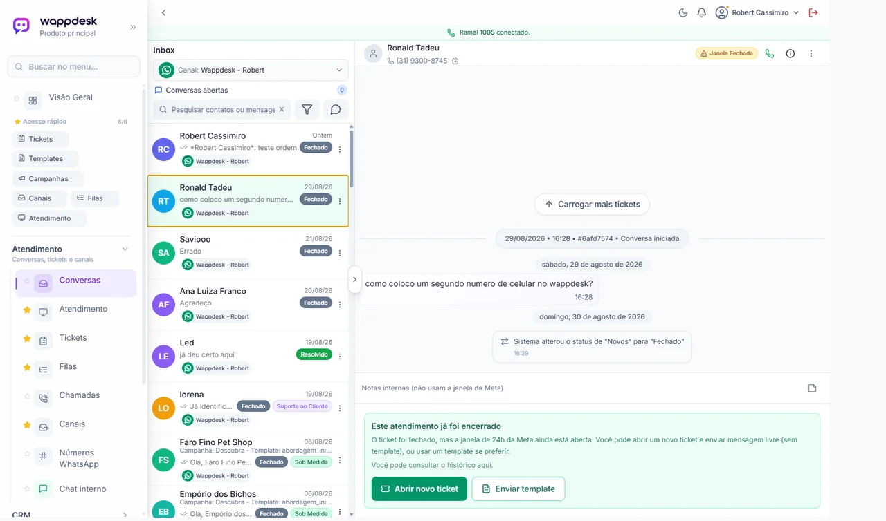 Atendimento na plataforma WappDesk
